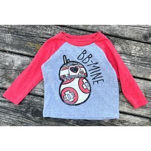 Star Wars BB-8‎ Raglan Shirt Toddler 18M Grey Red BB-MINE Graphic Tee